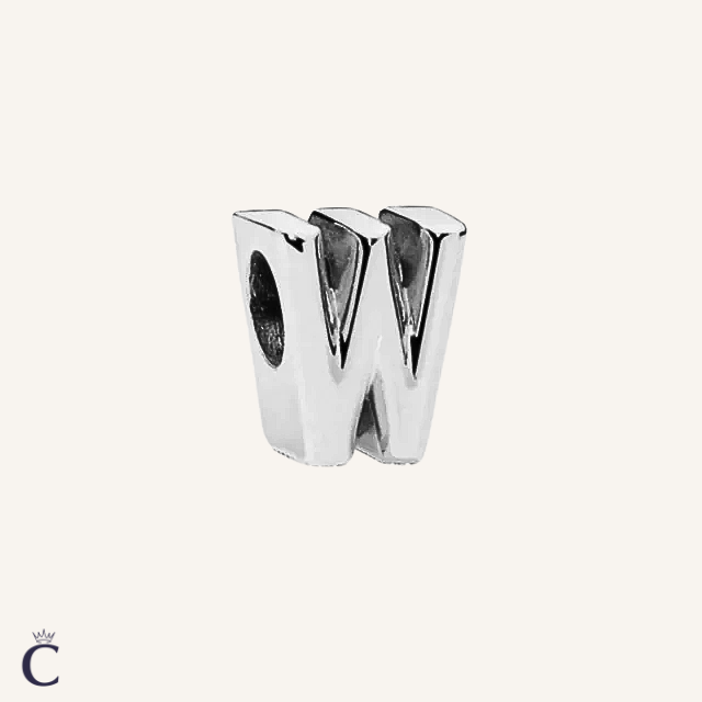 Alphabet Charms Letter W in Silver