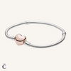 Bracelet Coeur Or Rose & Maille Serpent Argent 925/1000e